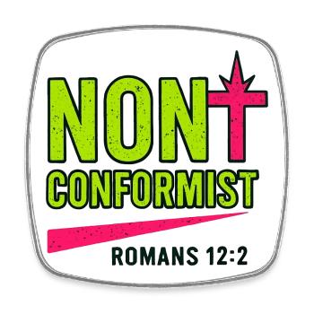 Christian Pop Art Romans 12:2 Neon Design - Square fridge magnet - white - Front