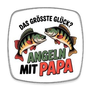 Angeln mit Papa - Viereckiger Kühlschrankmagnet - Weiß - Vorne