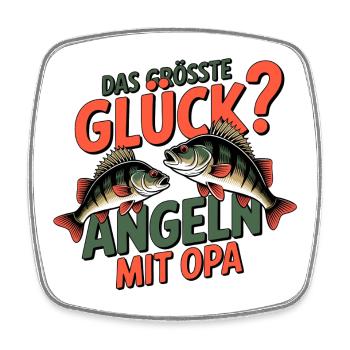 Opa & Enkel Angeln - Viereckiger Kühlschrankmagnet - Weiß - Vorne