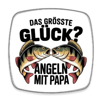 Angeln mit Papa - Viereckiger Kühlschrankmagnet - Weiß - Vorne