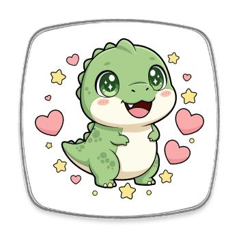 Petit dinosaure avec un cœur d’étoile - Magnet carré - blanc - Devant