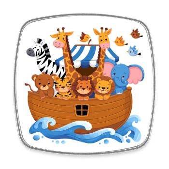 Noah's Ark Animals for Kids Cute Giraffe Elephant - Square fridge magnet - white - Front