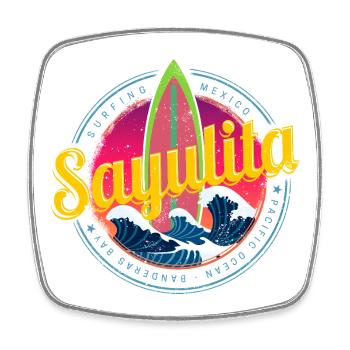 Sayulita in Mexiko Surfer Vintage Welle Souvenir - Viereckiger Kühlschrankmagnet - Weiß - Vorne