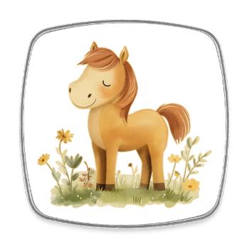 Pferd Blumen - Viereckiger Kühlschrankmagnet - Weiß - Vorne