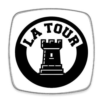 Logo La Tour Pièce d'Échecs Style Emblème Cercle - Magnet carré - blanc - Devant