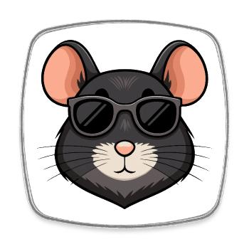 Mouse chic schwarze Brille - Viereckiger Kühlschrankmagnet - Weiß - Vorne