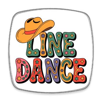 Line Dance Retro Cowboyhut - Viereckiger Kühlschrankmagnet - Weiß - Vorne