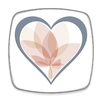 Cœur pastel avec superposition de feuilles - Magnet carré - blanc - Devant
