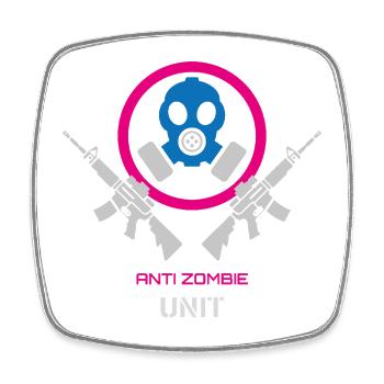 Anti Zombie Unit – Gas Mask Neon Design - Square fridge magnet - white - Front