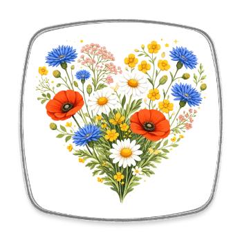 Wildblumen Herz Bunt Natur Floral Design  - Viereckiger Kühlschrankmagnet - Weiß - Vorne
