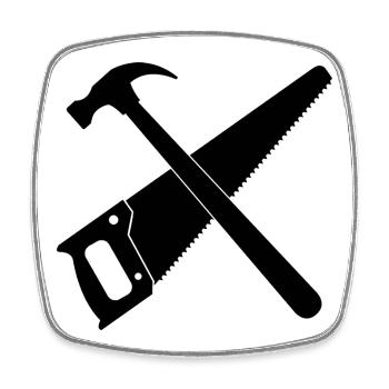 Hammer und Säge - Viereckiger Kühlschrankmagnet - Weiß - Vorne