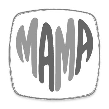 Mom lettering heart logo - Square fridge magnet - white - Front