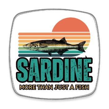 Sardines rétro - Sardines drôles - Magnet carré - blanc - Devant