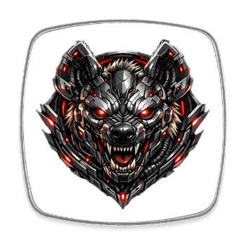 Cyberhyaena Metallmaske - Viereckiger Kühlschrankmagnet - Weiß - Vorne