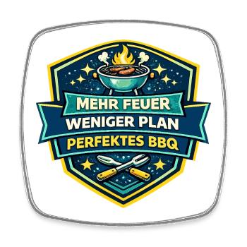 Mehr Feuer Weniger Plan BBQ - Viereckiger Kühlschrankmagnet - Weiß - Vorne