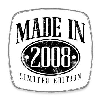 Cadeau d’anniversaire vintage vintage Made in 2008 - Magnet carré - blanc - Devant