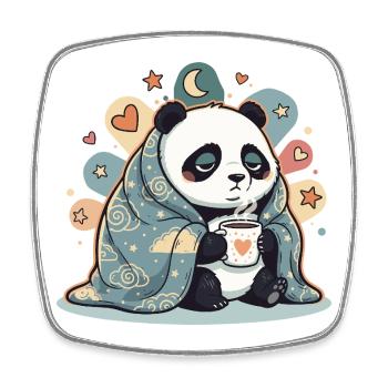 Cuddly panda under cloud cover - Square fridge magnet - white - Front