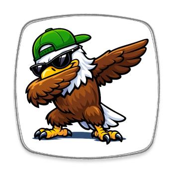 Dabbing Eagle - Square fridge magnet - white - Front