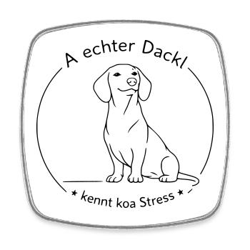 dackel kennt koa stress - Viereckiger Kühlschrankmagnet - Weiß - Vorne