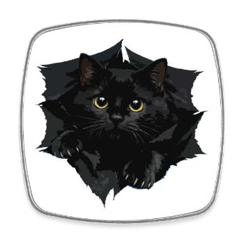 Black Cat by Clipped Edge - Square fridge magnet - white - Front