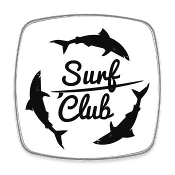 Surf Club Shark Ocean Surfing Beach Vintage Design - Viereckiger Kühlschrankmagnet - Weiß - Vorne