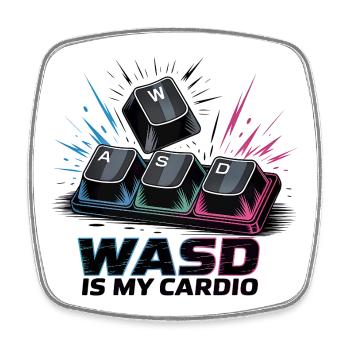 Funny Gaming Keyboard WASD My Cardio Gamer - Square fridge magnet - white - Front