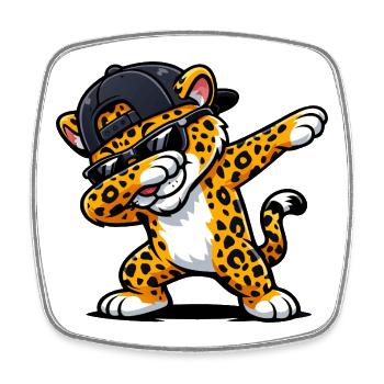 Dabbing Jaguar - Square fridge magnet - white - Front