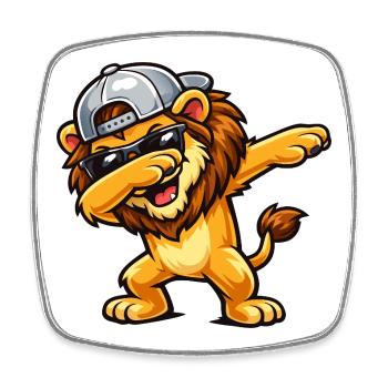 Dabbing Lion - Viereckiger Kühlschrankmagnet - Weiß - Vorne