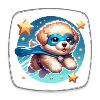 Hero Dog Superhero Doggy Super Puppy - Square fridge magnet - white - Front