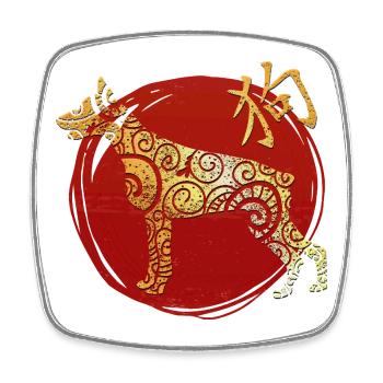 Dog Chinese Zodiac Horoscope - Square fridge magnet - white - Front