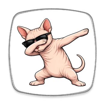 Dabbing Sphynx Katze - Viereckiger Kühlschrankmagnet - Weiß - Vorne