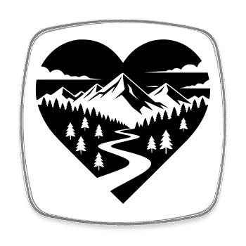 Hiking in the heart, forest path and mountains - Square fridge magnet - white - Front