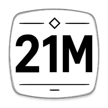 21M Krypto Minimal Grafik Motiv Schwarz - Viereckiger Kühlschrankmagnet - Weiß - Vorne