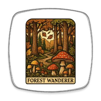 Forest Wanderer Mushroom Trail Autumn Forest - Square fridge magnet - white - Front