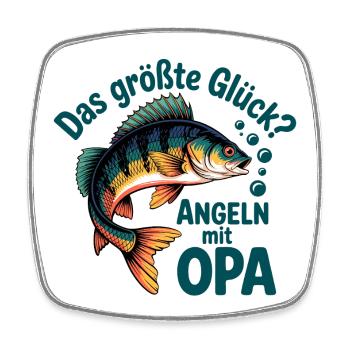 Das größte Glück Angeln mit Opa - Viereckiger Kühlschrankmagnet - Weiß - Vorne