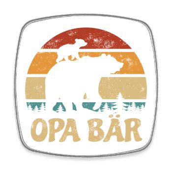 Grand-père Ours - Fête des Mères - Cadeau vintage - Magnet carré - blanc - Devant