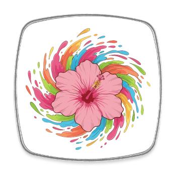 Hibiscus Colour Swirl - Square fridge magnet - white - Front
