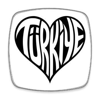 Conception de la police en forme de cœur en Türkiye, Turquie - Magnet carré - blanc - Devant