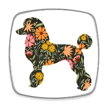Blumenpudel Hunde Silhouette - Viereckiger Kühlschrankmagnet - Weiß - Vorne