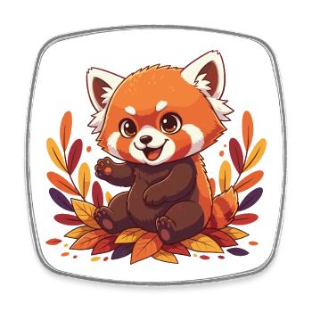 Panda d’automne câlin - Magnet carré - blanc - Devant
