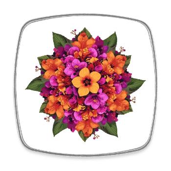 Blumenbouquet in warmen Tönen - Viereckiger Kühlschrankmagnet - Weiß - Vorne