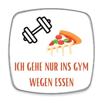 Pizza Slice Gym Spruch - Lustiger Gym/Essen Spruch - Viereckiger Kühlschrankmagnet - Weiß - Vorne