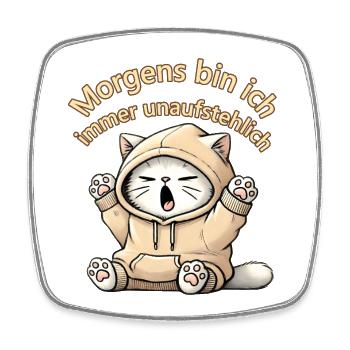 Funny sleepy cat design mit Spruch - Viereckiger Kühlschrankmagnet - Weiß - Vorne