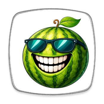 Cool watermelon with sunglasses - Square fridge magnet - white - Front
