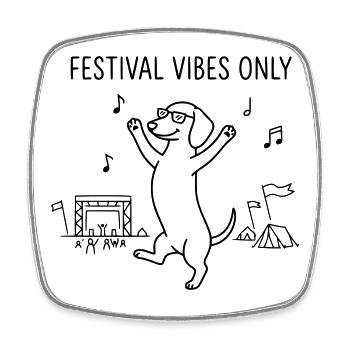 Festival Vibes Dackel Hund Party Feiern Camping - Viereckiger Kühlschrankmagnet - Weiß - Vorne