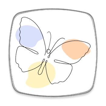 Minimal Butterfly Line Art Aesthetic Boho Shirt - Square fridge magnet - white - Front