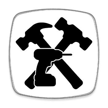 Tool Hammers Drill Silhouette - Square fridge magnet - white - Front