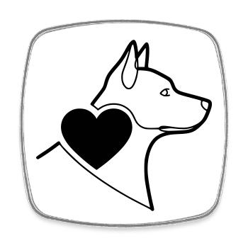 German Shepherd Heart Filled Minimal - Square fridge magnet - white - Front