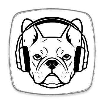 Frenchie Dog Headphones Gamer - Square fridge magnet - white - Front