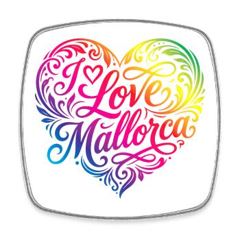 Ich Liebe Mallorca Bunt - Viereckiger Kühlschrankmagnet - Weiß - Vorne